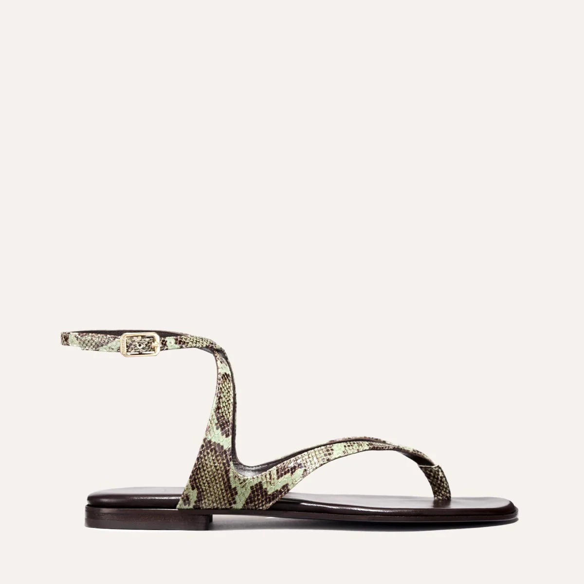 The Palermo Sandal - Mint Chocolate Python Embossed - Margaux