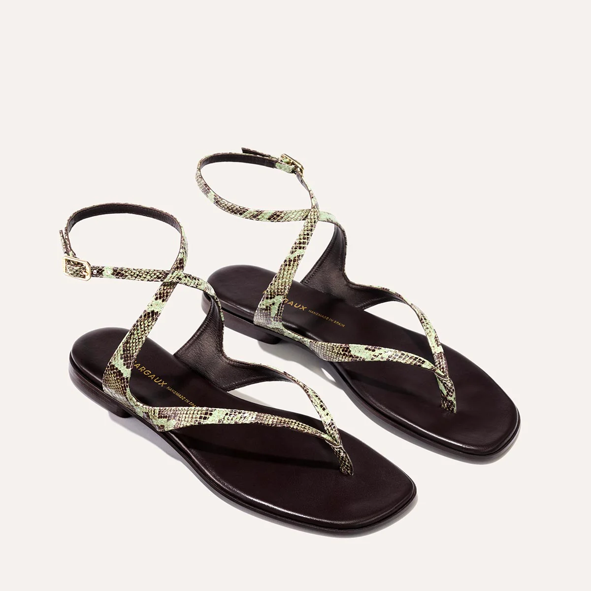 The Palermo Sandal - Mint Chocolate Python Embossed - Margaux