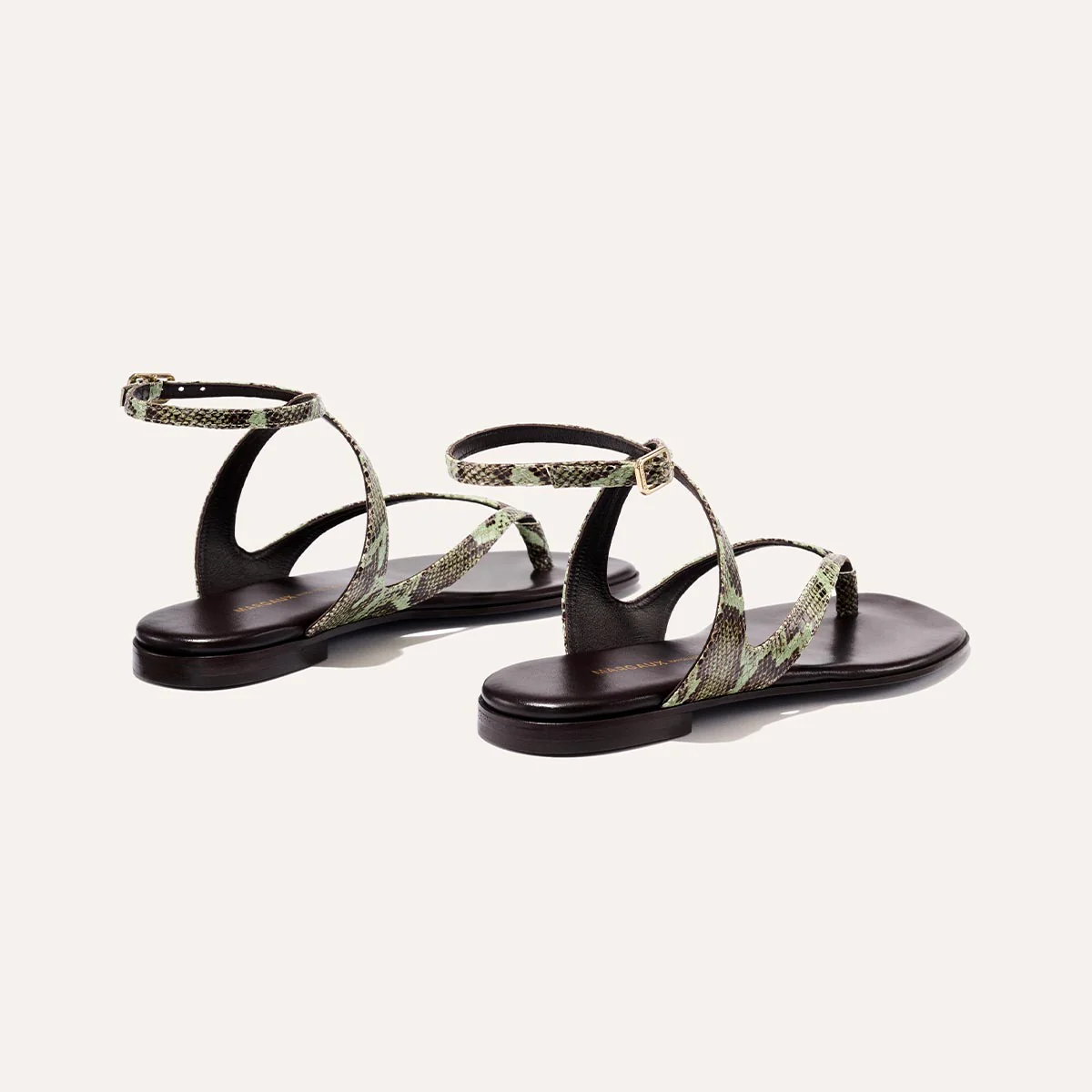 The Palermo Sandal - Mint Chocolate Python Embossed - Margaux